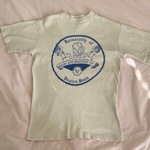VINTAGE University of Virginia Beach Cream T-Shirt single stitch cotton beer